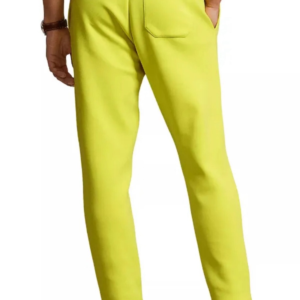 NWT! Polo Ralph Lauren Men's Laser Yellow Double Knit Jogger Pants Size M - Picture 2 of 11